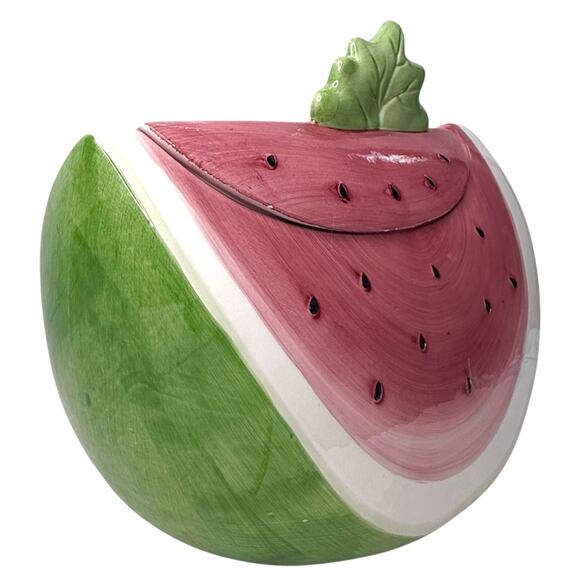 VTG Watermelon Slice COOKIE JAR Canister Container Susan Winget Certified Intern - Picture 8 of 11